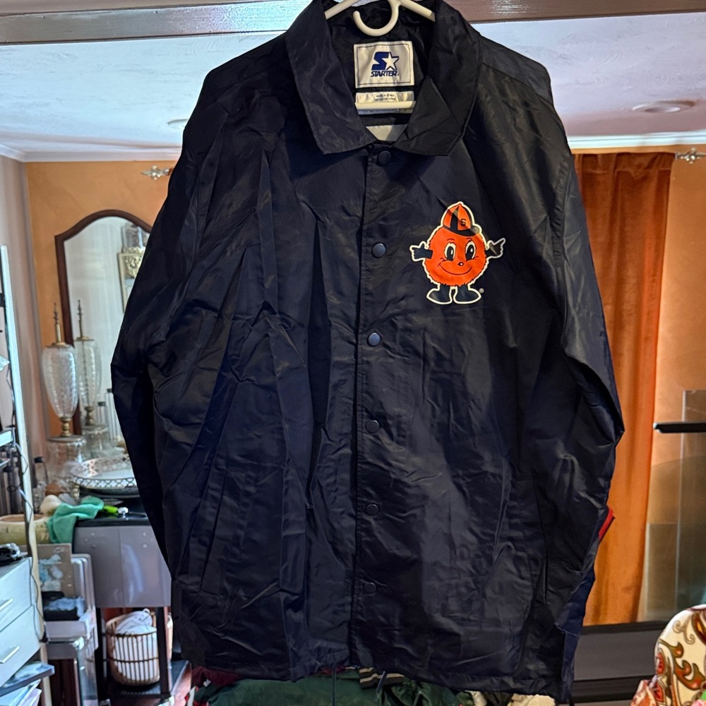 Blue StarterSyracuse Windbreaker Jacket with Orange Mascot Patch